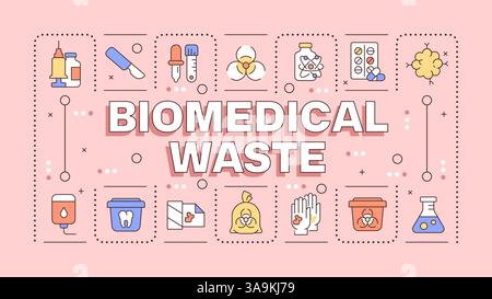 Biomedical waste light pink word concept Stock Vector