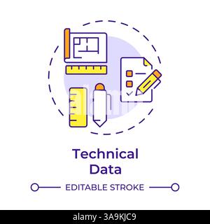Technical data multi color concept icon Stock Vector
