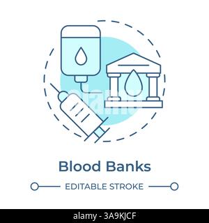 Blood banks soft blue concept icon Stock Vector