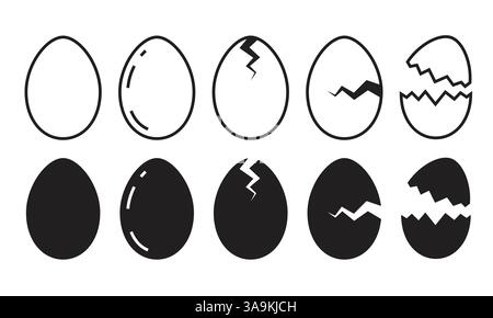 Set of broken eggs shapes Stock Vector