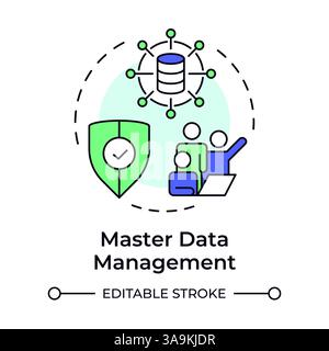 Master data management multi color concept icon Stock Vector