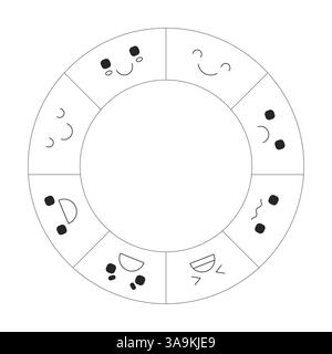 Circular infographic segments different emotions 2D line object Stock Vector