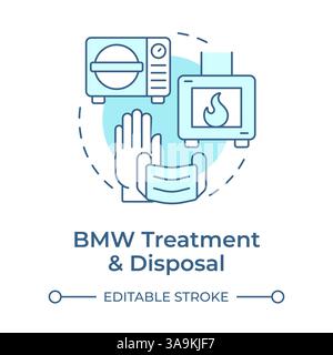 Biomedical waste treatment and disposal soft blue concept icon Stock Vector