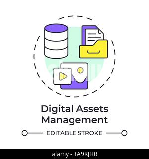 Digital assets management multi color concept icon Stock Vector