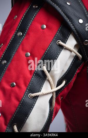 Gambeson Sleeve with Leather Lacing Stock Photo