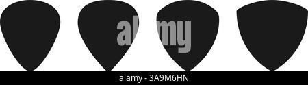 Guitar pick shape icon set. Plectrum sign. Tringle plastic guitar pick symbol. Music mediator icon. Design element. Vector illustration isolated on Stock Vector