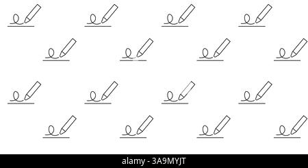 Repetitive pattern of pencil and line illustrations on a white background for creative projects Stock Vector
