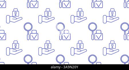 Pattern of secure symbols on a white background representing data protection and privacy Stock Vector