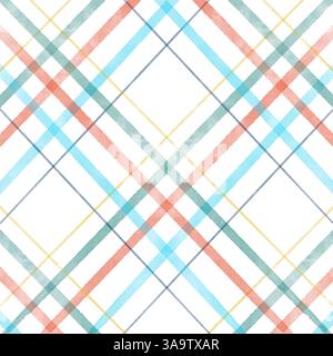 Abstract hand painted watercolour plaid pattern background Stock Vector