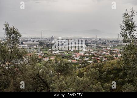 Elbasan, Albania, March 24th 2025: View on Metallurgical complex of Elbasan in, being transformed into National Center for Production Stock Photo