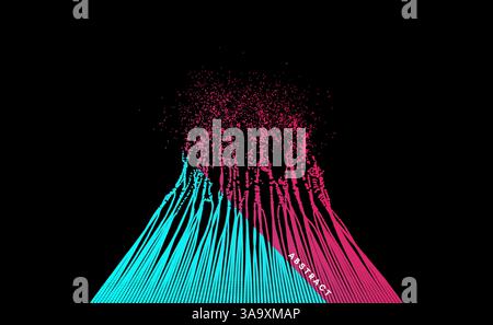Abstract art. Array with dynamic emitted particles. Water splash imitation. Modern science and technology background. Vector illustration. Stock Vector
