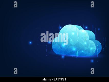 Cloud computing technology background with circuit lines around it, representing the technology of electronic data storage via the Internet, which has Stock Vector