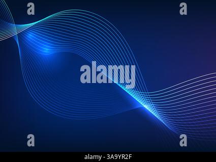 Abstract technology background. Overlapping curves represent big data technology collected by high-speed data transfer. Used in a corporate company, w Stock Vector