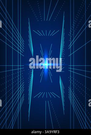 Metaverse technology background. Lines arranged together with supporting elements, representing the entry into the virtual world, where VR glasses are Stock Vector