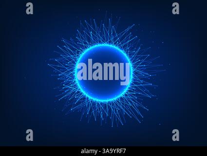 Abstract technology background. Circles with connecting and dispersing lines represent the growth and development of technological innovation, artific Stock Vector