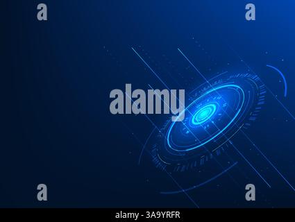 Abstract technology background. Technology circle representing data processing and display within artificial intelligence operating system. Illustrati Stock Vector