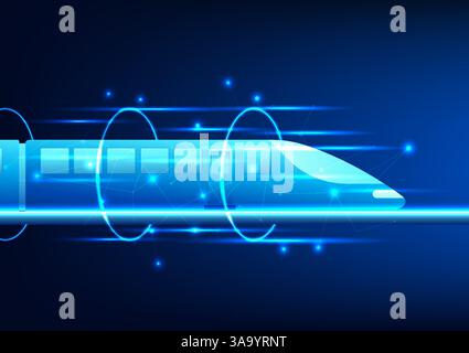 Technology background, High-speed train used for logistics transportation, Electric trains running through the ring as a loop, High-speed trains on th Stock Vector