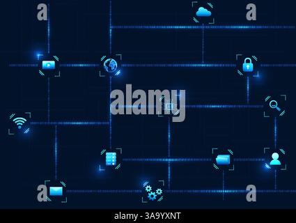 Rapidly developed technology innovation is an image that shows a numeric code linked to software. It is a response to running data as a technology. Ve Stock Vector