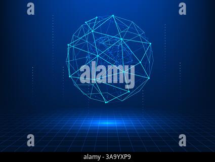 Abstract technology background. Circles with lines connecting them represent the growth and development of technology innovation, artificial intellige Stock Vector