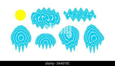 Abstract melted liquid shape. Melting circle made of distorted lines. Psychedelic stripes. Vector illustration for brochure, flyer, card, banner or co Stock Vector