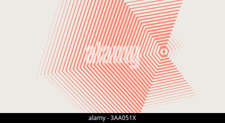 Abstract geometric design element. Striped lines pattern in hexagon shape. Cover design template. Vector illustration for presentation, banner, flyer, Stock Vector