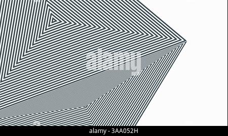 Abstract striped background. Pattern with optical illusion. Triangle shape with lines. Cover design template. Vector illustration for presentation, ba Stock Vector