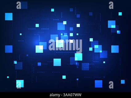 Abstract technology background. Geometric squares connected with elements. Represents data storage and export technology. Stable and secure. Vector il Stock Vector