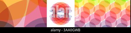 Abstract background with translucent overlapping coloured shapes. Modern design. Set of spheres. 3d vector illustration for brochure, banner, cover, c Stock Vector