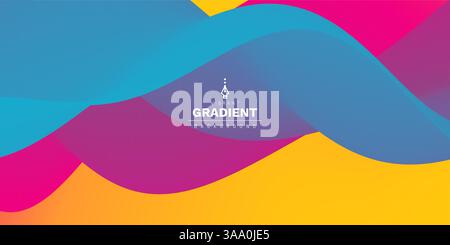 3D abstract wavy background with beautiful gradient colour transition. Dynamic wave. Vector illustration for banner, flyer, brochure, booklet, present Stock Vector