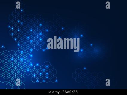 Abstract background, hexagon geometric shapes overlapping each other to create a modern pattern. Suitable for technology, and high-tech innovation. Il Stock Vector