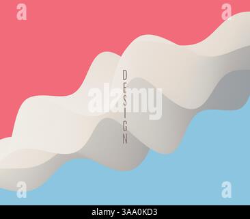 3D abstract background with a dynamic white wave dividing it into two colours red and blue. Modern design. Vector illustration for banner, flyer, broc Stock Vector