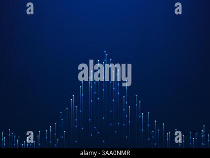 Data Technology The lines that rise simultaneously represent the use of technology to store, process, and analyze, including Big Data, AI, Machine Lea Stock Vector
