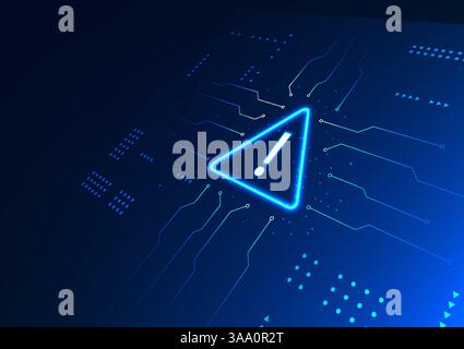 Alert technology The alert symbol and technology circuit indicate the software program error notification and protect the organization's business data Stock Vector