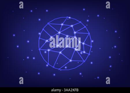 Abstract Technology Global Network Connection Neon Dots and star. Vector Illustration Stock Vector