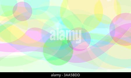 This is a vibrant composition featuring a mix of overlapping pastel waves and bubbles that create a lively atmosphere Stock Vector