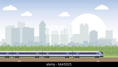 Cityscape with sunrise pixel art background. High buildings silhouette ...