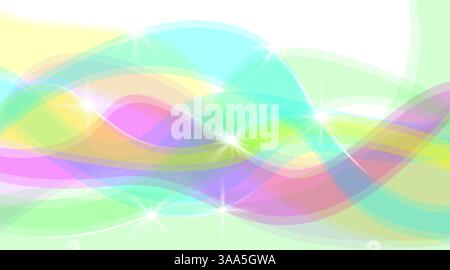 Experience the vibrant and dreamy abstract waves in beautiful pastel colors along with sparkling highlights Stock Vector