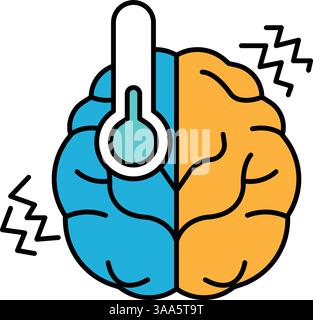 Thermometer icon in the human head. Vector illustration Stock Vector ...