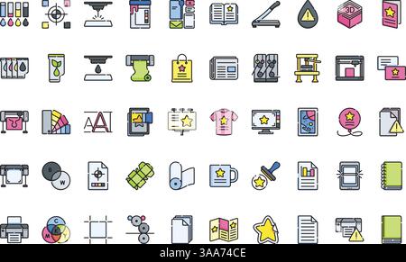 Printing icons High-Quality Vector Icons Collection with Editable Stroke. Ideal for Professional and Creative Projects Stock Vector