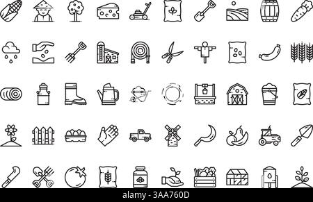 Farming icon pack High-Quality Vector Icons Collection with Editable Stroke. Ideal for Professional and Creative Projects Stock Vector