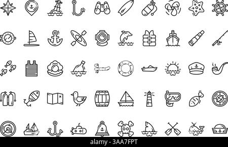 Nautical sailor icons High-Quality Vector Icons Collection with Editable Stroke. Ideal for Professional and Creative Projects Stock Vector