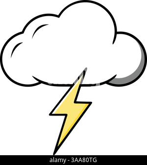 Cloud with rain and lightning bolt vector illustration Stock Vector ...