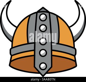 Cartoon Viking helmet with rivets and horns. Stock Vector