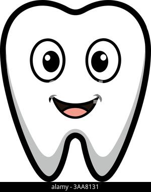 Smiling cartoon tooth character illustration. Stock Vector