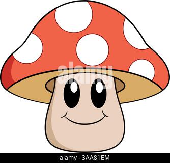 Smiling red mushroom cartoon character. Stock Vector