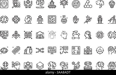 Artificial intelligence icons High-Quality Vector Icons Collection with Editable Stroke. Ideal for Professional and Creative Projects Stock Vector