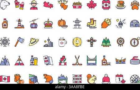 Canada icons High-Quality Vector Icons Collection with Editable Stroke. Ideal for Professional and Creative Projects Stock Vector