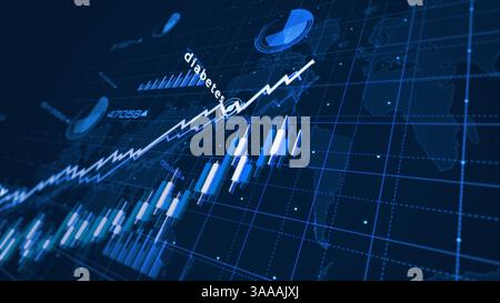 Civilization diseases and health service crisis charts and graphs diagram concept 3d illustration Stock Photo