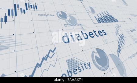 Civilization diseases and health service crisis charts and graphs diagram on paper concept 3d illustration Stock Photo