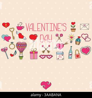 Valentines day  decorations. Hand drawn vector elements Stock Vector